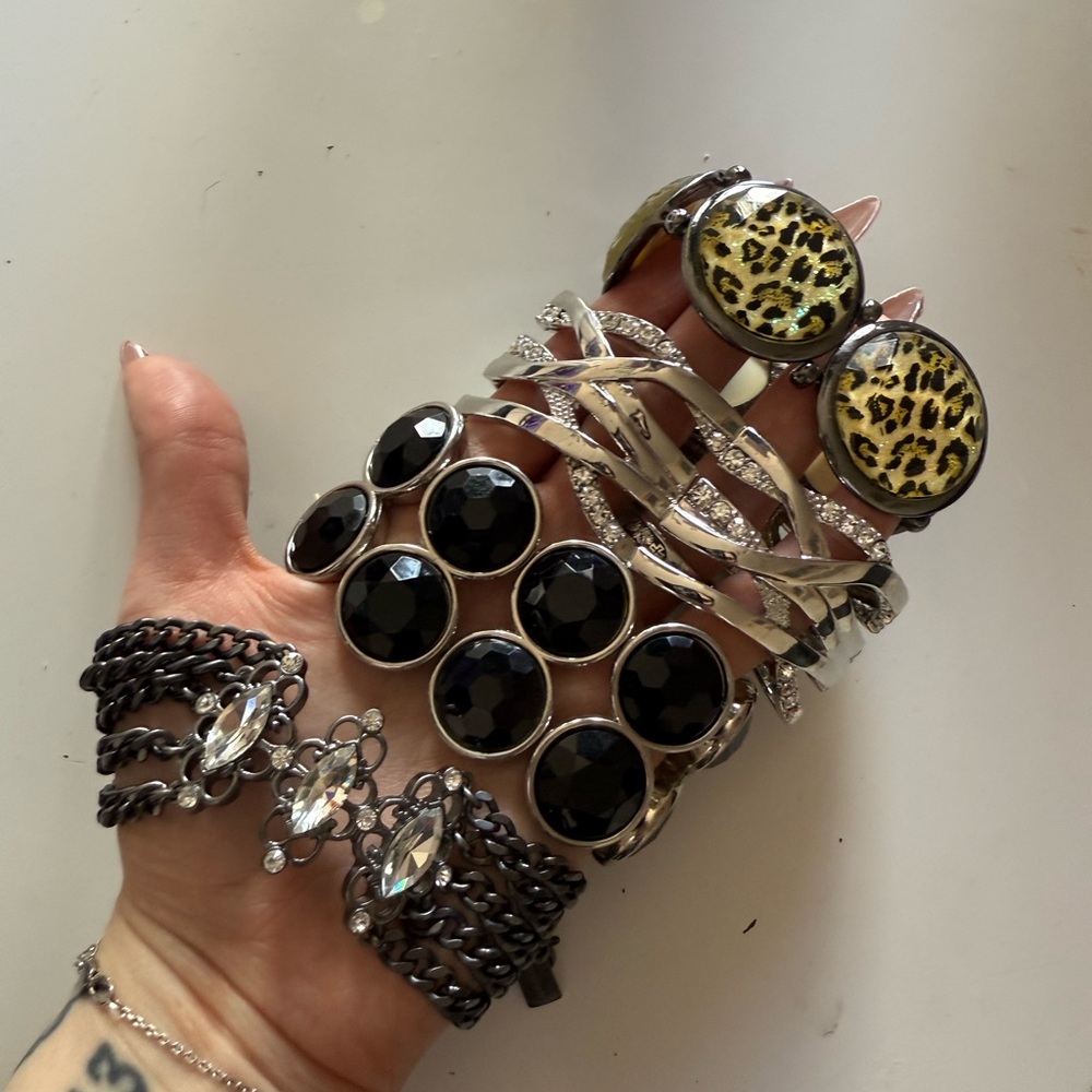 Statement Mixed-Metal & Leopard Print Bracelet Set